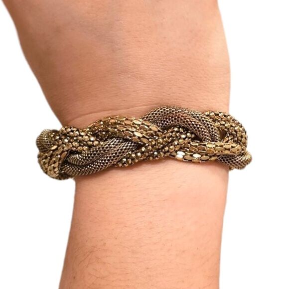 Vintage Magnetic Mesh Ropes Gold Tone Bracelet - Picture 11 of 13